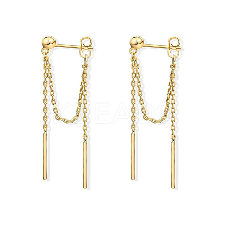 Stick Shaped Brass Chain Tassel Stud Dangle Earrings FS-WGFCB39-01-1