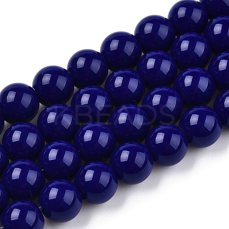 Opaque Solid Color Glass Beads Strands GLAA-T032-P8mm-03-1