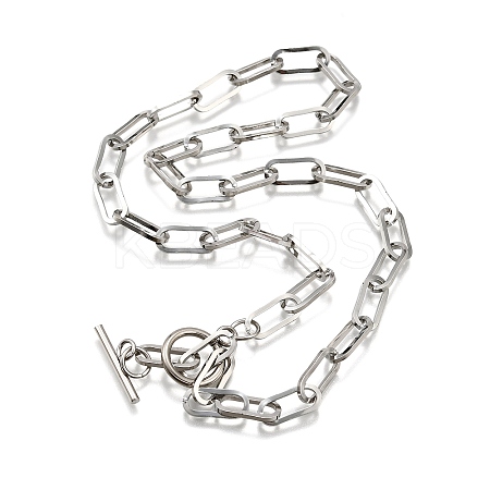 Non-Tarnish Unisex 304 Stainless Steel Paperclip Chain Necklaces NJEW-H215-02P-1