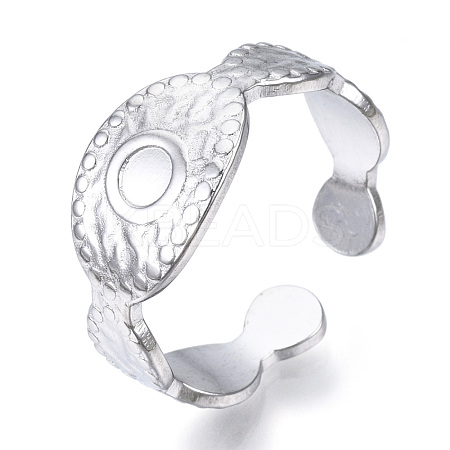 Non-Tarnish 304 Stainless Steel Evil Eye Open Cuff Ring for Women RJEW-N040-27-1