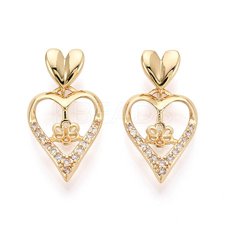 Brass Micro Pave Cubic Zirconia Cup Pearl Peg Bails Pin Pendants KK-T079-54G-1