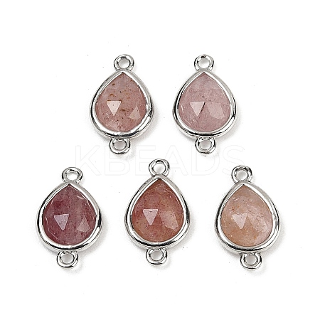 Natural Strawberry Quartz Faceted Connector Charms G-L514-048G-02-1