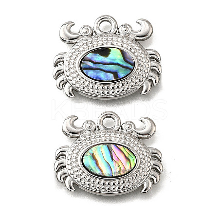 304 Stainless Steel Pave Natural Paua Shell Pendants STAS-C122-21B-01P-1