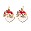 Christmas Themed Brass Micro Pave Cubic Zirconia Pendants ZIRC-L101-01G-1