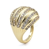 Rack Plating Brass Micro Pave Clear Cubic Zirconia Cuff Finger Rings for Women RJEW-M028-41G-2