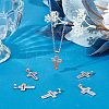 6Pcs Cross Brass Micro Pave Clear Cubic Zirconia Pendants KK-BBC0016-27-4
