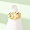 Brass Micro Pave Cubic Zirconia Open Cuff Rings for Women KK-CBA3D94-03G-2