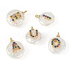 5Pcs 5 Styles Natural Cultured Freshwater Pearl Nuggets with Letter Pendants PEAR-TA0001-27-2