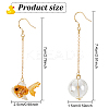 2 Pairs 2 Colors Resin Fish & Glass Ball Asymmetrical Earrings EJEW-AN0002-32-2