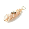 2Pcs Electroplated Natural Quartz Crystal Dyed Copper Wire Wrapped Pendants PALLOY-JF03173-02-4