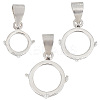 GOMAKERER 3Pcs 3 Styles Rhodium Plated 925 Sterling Silver Open Back Bezel Pendant Cabochon Settings STER-GO0001-22-1