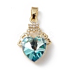 Real 18K Gold Plated Rack Plating Brass Micro Pave Clear Cubic Zirconia Pendants KK-C015-30G-07-1