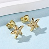 Brass Micro Pave Clear Cubic Zirconia Earrings EJEW-D328-03G-03-2