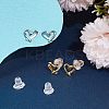 2 Pairs 2 Colors Hollow Heart Rhodium Plated 925 Sterling Silver Stud Earrings EJEW-BBC0001-32-4