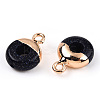Synthetic Blue Goldstone Flat Round/Donut Charms G-I347-04-3