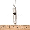 304 Stainless Steel Paw Print Bullet Shape Pet Memorial Keepsake Urn Ashes Pendant Necklaces NJEW-P326-03P-5