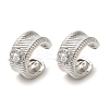 Rack Plating Brass Pave Clear Cubic Zirconia Wavy Ring Cuff Earrings for Women EJEW-P280-09P-1