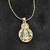 Brass Clear & Blue Cubic Zirconia Nossa Senhora Aparecida Virgin Pendant Necklaces for Women NJEW-U039-01B-G-1