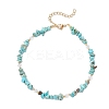Dyed Natural Howlite Chip & Glass Beaded Anklets AJEW-AN00682-03-2