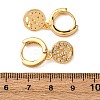 Flat Round with Tree Brass Micro Pave Clear Cubic Zirconia Hoop Earrings EJEW-F384-10G-5