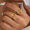 2Pcs 304 Stainless Steel Adjustable Cuff Rings Sets for Women RJEW-Z099-02G-1