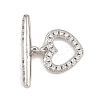 Heart Brass Micro Pave Clear Cubic Zirconia Toggle Clasps KK-G548-37P-1
