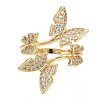 Brass Micro Pave Cubic Zirconia Cuff Rings RJEW-S044-074-NF-2