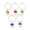 Handmade Lampwork Mushroom Wine Glass Charm AJEW-JO00216-1