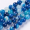 Round Dyed Natural Striped Agate/Banded Agate Beads Strands X-G-G582-8mm-10-1