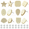 12Pcs 6 Styles Ash Wood Stud Earring Findings EJEW-FS0001-13-1