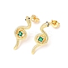 Snake Brass Micro Pave Cubic Zirconia Stud Earrings EJEW-A135-09G-4