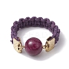 Glass Round Ball Braided Bead Style Finger Ring RJEW-JR00600-02-1