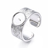 Non-Tarnish 304 Stainless Steel Open Cuff Finger Ring Cabochon Settings STAS-T060-05P-3