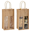 2-Slot Rectangle Linen Wine Storage Bags with Handle ABAG-WH0046-28B-1