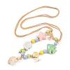 Ceramics Starfish Fish & Resin Shell Shape Pendant Adjustable Cotton Cord Necklaces for Women LS-NJEW-Z100-01B-G-2