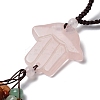 Hamsa Hand/Hand of Miriam Natural Rose Quartz Pendant Decorations HJEW-R127-02A-5