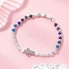 Dyed Natural Malaysia Jade Rondelle & Cultured Freshwater Pearl Beaded Stretch Bracelets BJEW-JB13380-02-1