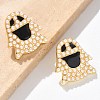 Brass ABS Imitation Pearl Stud Earrings EJEW-B132-02G-3