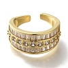 Rack Plating Brass Clear Cubic Zirconia Wide Open Cuff Rings RJEW-S411-20G-2