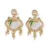 Brass & Shell & Clear Cubic Zirconia Pendants KK-G497-19G-1