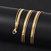 316 Stainless Steel Round Snake and Herringbone Chains Double Layer Necklace for Women Men NJEW-C025-01G-3