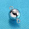 Platinum Plated Sterling Silver Round Magnetic Clasps STER-K014-H672-8mm-P-4