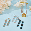 4 Pairs 4 Colors Rhinestone Hollow Rectangle Dangle Hoop Earrings EJEW-FI0002-67-4