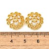 Flower Brass Micro Pave Clear Cubic Zirconia Bead Caps KK-V008-33G-3