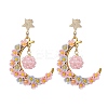 Glass Seed Beads Moon Dangle Stud Earrings EJEW-MZ00402-01-2