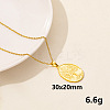 201 Stainless Steel Oval with Tree of Life Pendant Necklaces for Women FS-WG3C313-04-1