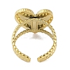 Ion Plating(IP) 304 Stainless Steel Enamel Heart Cuff Finger Rings RJEW-L107-072G-02-3