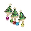 Christmas Tree with Bell Enamel Pin with Rhinestone JEWB-A004-27G-1