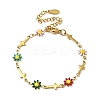 Ion Plating(IP) Enamel Flower & Cross Link Chain Bracelet BJEW-C023-01G-01-2
