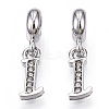 Platinum Rack Plating Alloy Rhinestone European Dangle Charms PALLOY-T048-36P-I-1